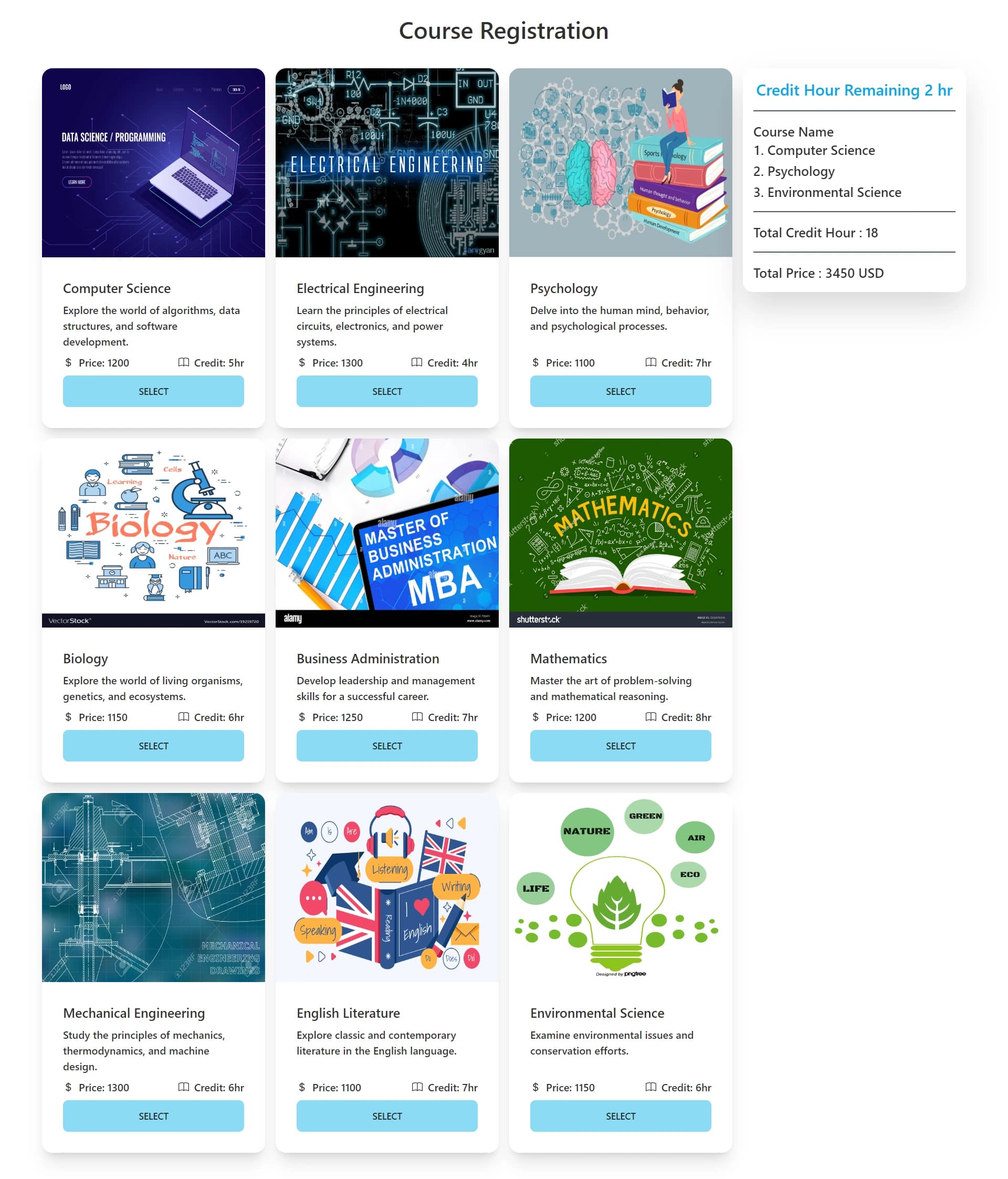 Screenshot of Course-Registration